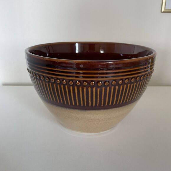 Table Tops Gallery Matrix Hand Crafted Hand Painted Bowl Brown 8.25” - Picture 3 of 6